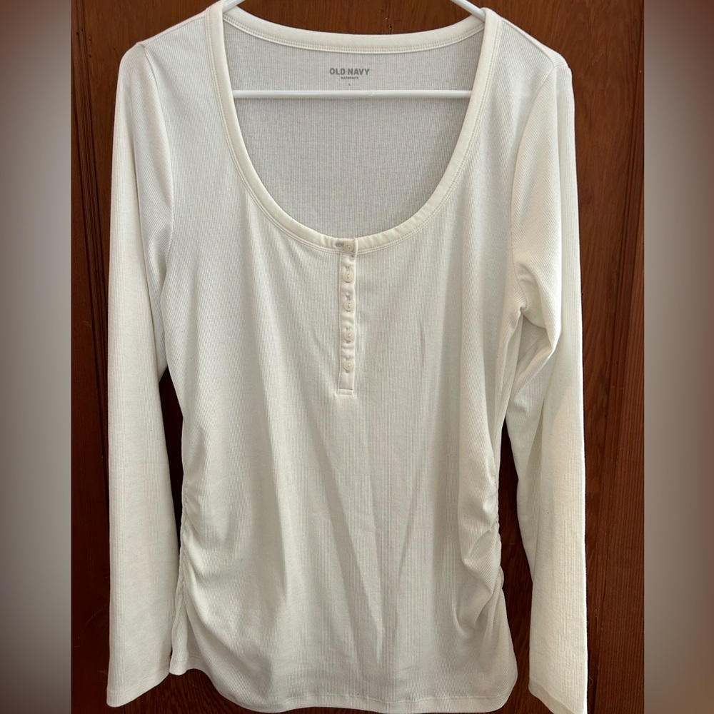 Old Navy large white maternity henley long sleeve shirt